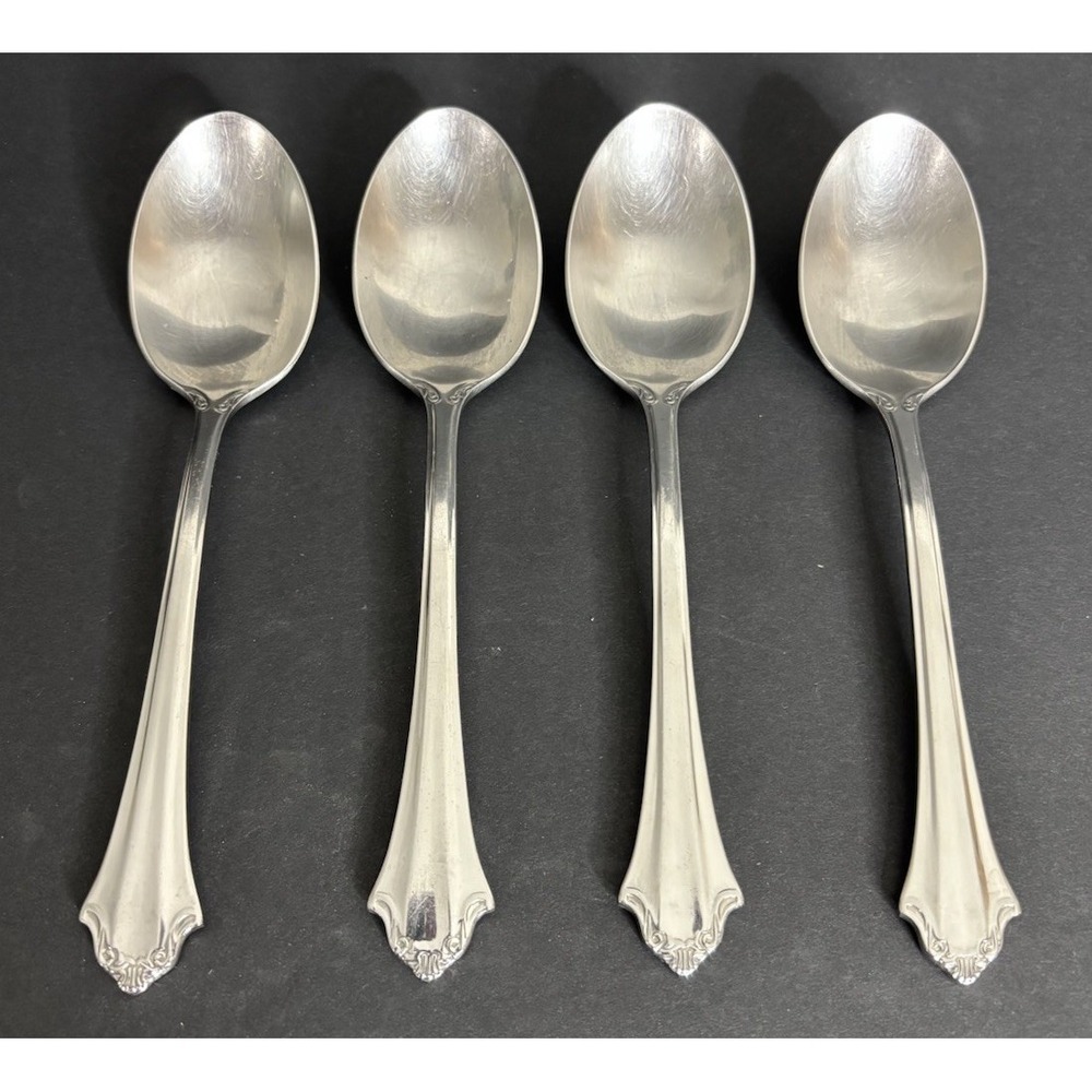 4 Reed and Barton Devonshire Oval Soup Spoons Stainless Steel Flatware 7 1/8"